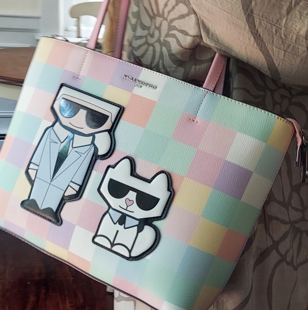 NWT Karl Lagerfeld Paris Maybelle Tote Shoulder Bag Multi Colorblock